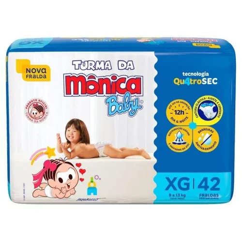 Fralda Turma da Mônica Baby Mega XG 42 Unidades