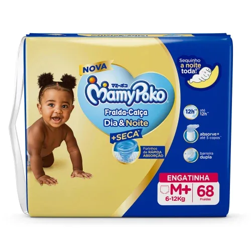 FraldaCalça MamyPoko Dia&Noite M com 68 Unidades