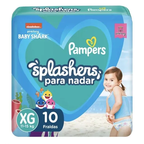 Fraldas Descartáveis Para Água Pampers Splashers Baby Shark XG