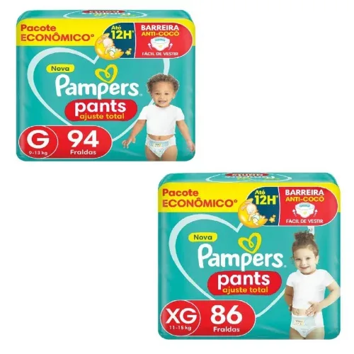 Fraldas Pampers Pants Ajuste Total G e XG