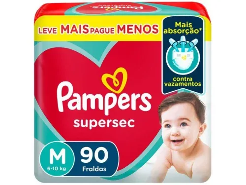 Fraldas Pampers Supersequinha Tam. M 6 a 10kg 90 Unidades Fraldas Pampers Supersequinha Tam. M 6 a 10kg 90 Unidades