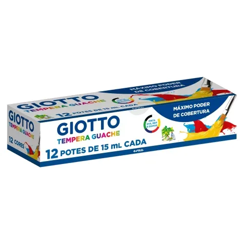 GIOTTO Tempera Guache, Tinta Guache em Pote de 15ml, 12 Cores