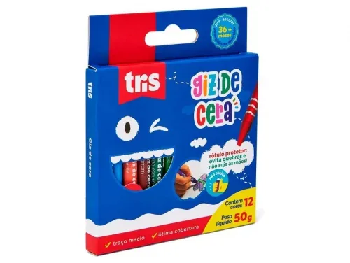 Giz De Cera Fino 12 Cores Tris