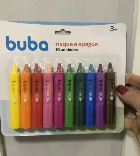 Giz de Cera Risque e Apague Banho Divertido C/10 Cores Buba