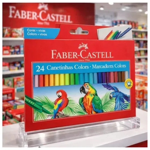 Hidrográfica com 24 Cores Estojo Cartão, Faber-Castell, 15.0124CZF, Multicor