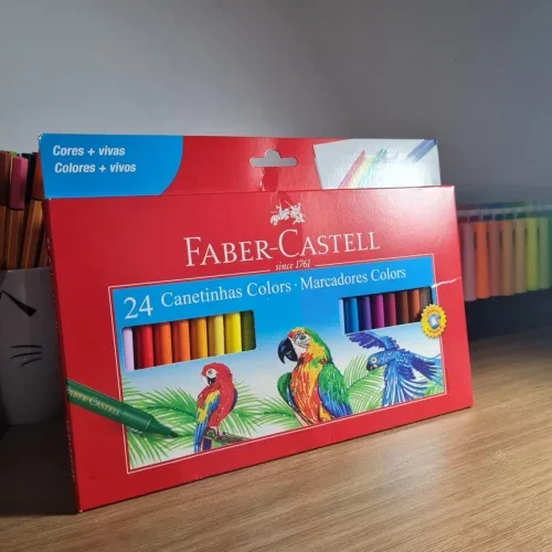 Hidrográfica com 24 Cores Estojo Cartão, Faber-Castell, 15.0124CZF, Multicor