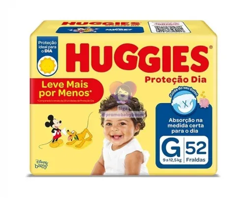 Huggies Fralda Proteção Dia Tam. G 52 fraldas