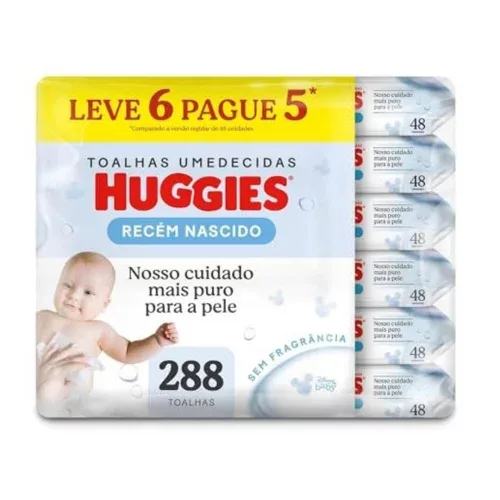 Huggies Lenços Umedecidos Recém-Nascido Sem Fragrância 6 x 48 Un