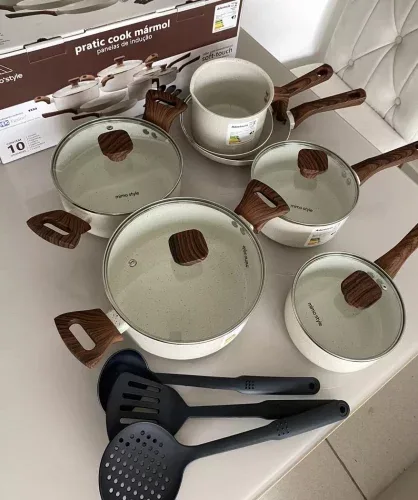 Jogo de Panelas Mimo Style Pratic Cook Mármol 10 Peças Jogo de Panelas Mimo Style Pratic Cook Mármol 10 Peças