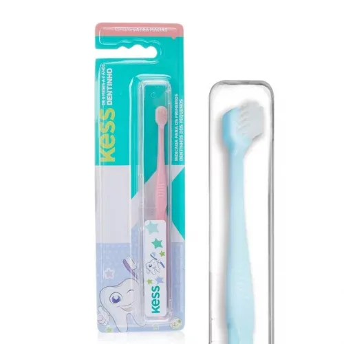 Kess Escova Dental Infantil Dentinho Rosa ou Azul