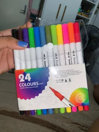 Kit 24/36/48/60/80/100/120 Cores Caneta 2 em 1 Brush Lettering e Ponta Fina Dual Pen Canetinha Colorir Desenho