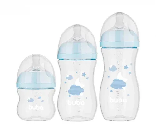 Kit 3 Mamadeiras Easy Flow Nuvem Buba 120, 270 e 330ml