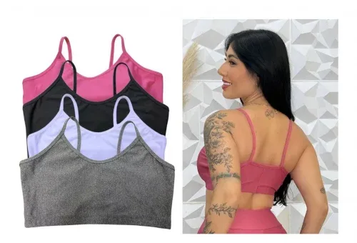 Kit 4 Tops Alcinha Sem Bojo Academia Fitness Roupas Feminina