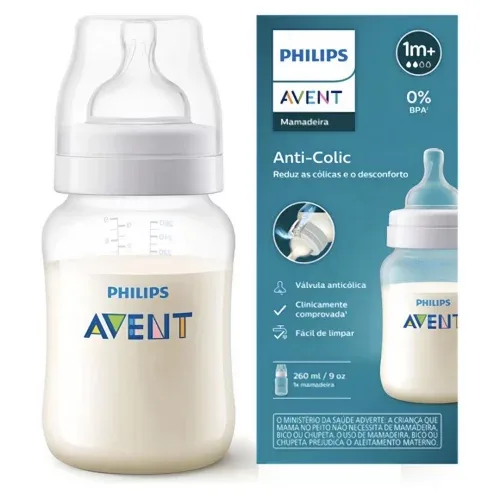 Kit Duplo Philips Avent Mamadeira Anti-colic 125ml e 260ml, Transparente