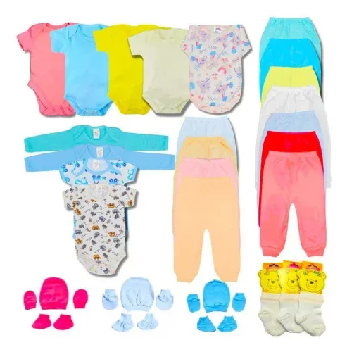 Kit Enxoval 15 Peças Bebê Algodão