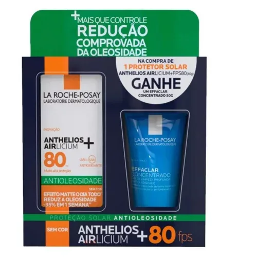 Kit La Roche-Posay Protetor Solar FPS 80 Anthelios Airlicium+ 40g + Gel de Limpeza Effaclar Concentrado 50g