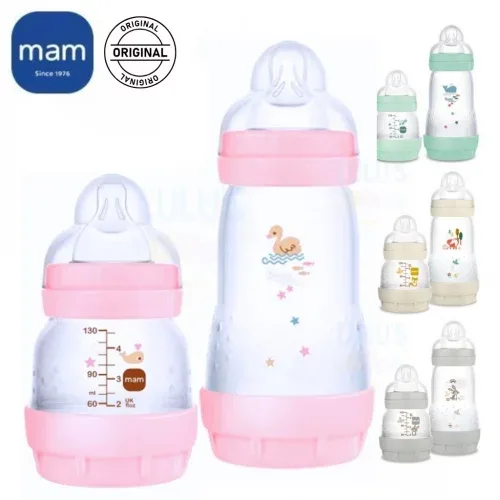 Kit Mamadeiras MAM Easy Start 130ml e 260ml Anticólica Autoesterilizável Original Cores Variadas