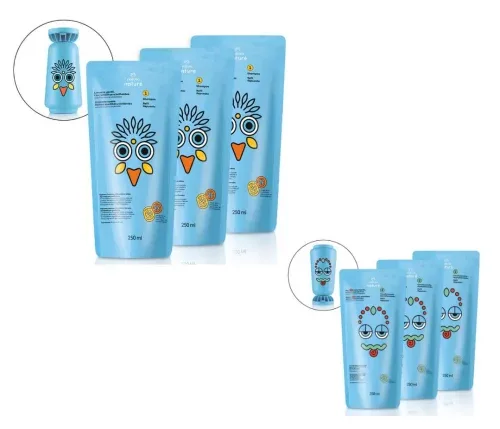 Kit Refis Shampoo e Condicionador para Cabelos Lisos e Ondulados Naturé 250ml 3 unidades
