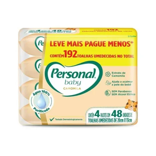 Kit Toalha Umedecida Personal Baby Camomila 192 unidades