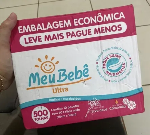 Kit Toalhas Umedecidas Meu Bebê Ultra com 500 Unidades - 10 pacotes com 50 unidades