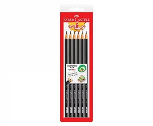 Lápis Preto Sextavado 2HB EcoLápis, Faber-Castell (6 unidades) Lápis Preto Sextavado 2HB EcoLápis, Faber-Castell (6 unidades)
