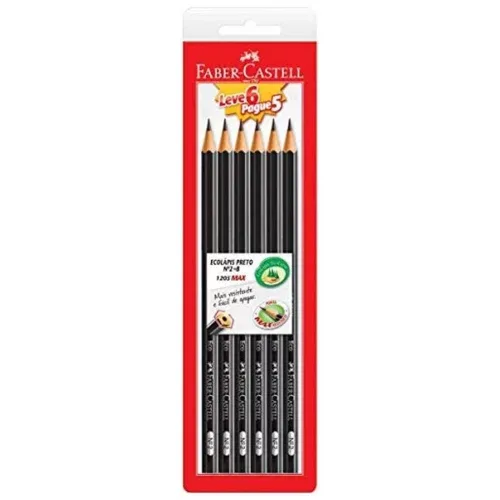 Lapis Preto Sextavado 2=HB, Faber-Castell, EcoLápis, 1205 Max, SM/1205SL6P5, 6 Unidades