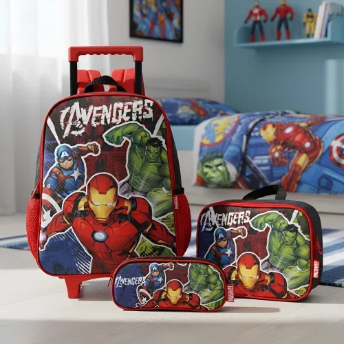 Mochila Estojo e Lancheira Avengers Luxcel Liso
