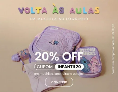 Mochilas, Lancheiras e Estojos com Desconto e + 20% OFF com o Cupom
