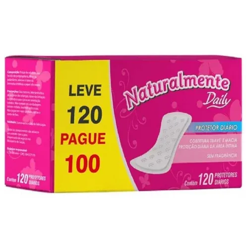 Naturalmente Absorvente Protetor Diario Leve 120 Branco 100 Unidades