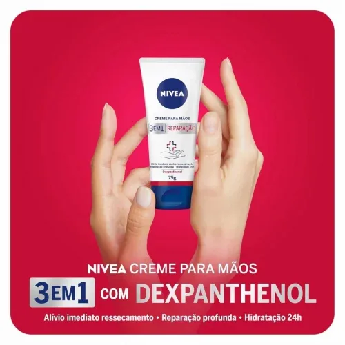 NIVEA Creme para Mãos Reparação com Dexpanthenol 75g - Creme de Mãos que oferece alívio imediato do ressecamento e hidrata por 24h, com poderoso ativo...