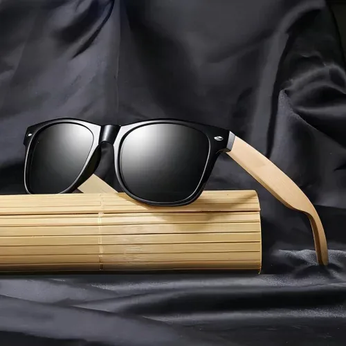 🛍 Óculos De Sol Quadrado Doxa Bambu Com Proteção Uv Cinza-escuro