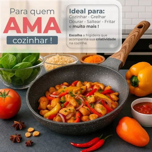 Panela Frigideira Cerâmica De Indução E Gás Compacta Profissional 24 Cm Linha Premium - Aero Home