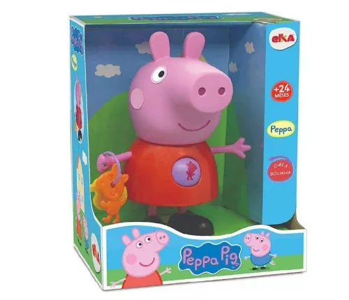 Peppa com Atividades - Peppa Pig, Elka, Corpo Vermelho/Braço/Pernas/Cabeça Rosa/Sapatos Preto/Figuras Coloridas