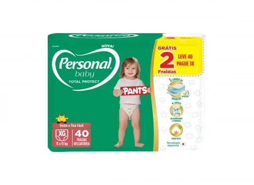 Personal Fralda Baby Total Protect Pants Extra G, 40 Unidades
