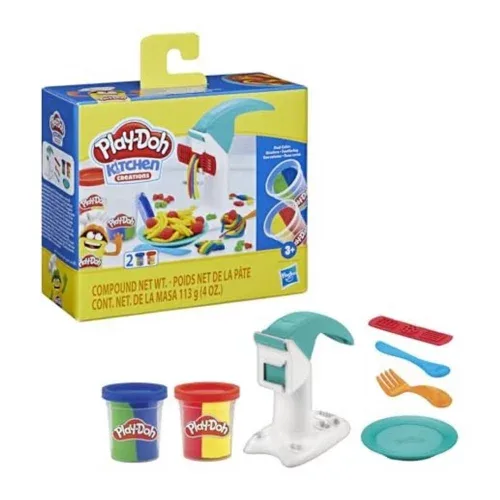 Play-Doh Massinha de Modelar Infantil, Kitchen Creations Macarrão Mágico, conjunto de massinha com acessórios e 2 potes de massa colorida, presente para crianças acima de 3 anos