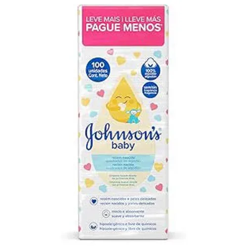 Quadrados de Algodão Recém-Nascido JOHNSON’S Baby 100 Un