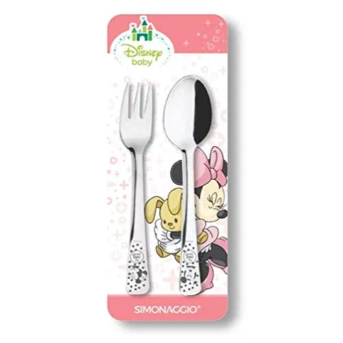 🛍️Simonaggio Jogo De Talheres Infantil Disney Baby Minnie Inox Pacote De 2