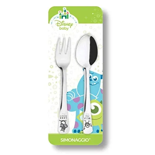 🛍️Simonaggio Jogo De Talheres Infantil Disney Baby Monstros Inox Pacote De 2