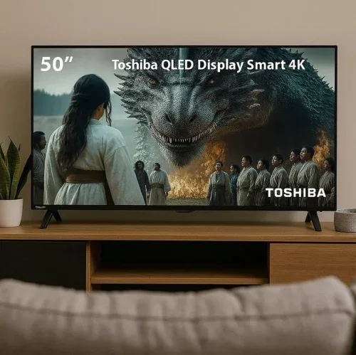 Smart TV QLED 50" 4K Toshiba 50C450NS Google TV 3 HDMI 2 USB Wi-Fi - TB034M