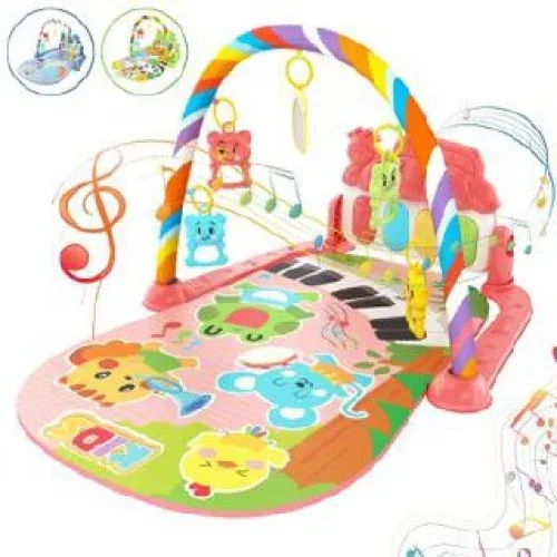 Tapete de Atividades Sensorial Bebê 5 Mobiles e Piano Musical com Som e Luzes - ATENTU