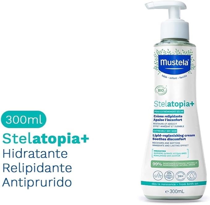 52%OFF 💚 Mustela Stelatopia+ Hidratante Relipidante Antiprurido 300 ml - Hidratação Imediata e Profunda para Peles Secas e Extremamente Secas Seguro Para Bebês, Crianças e Adultos - Sem Fragrância - Stelatopia