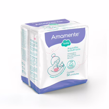Algodão Quadrado Amamente® Baby 50 UN
