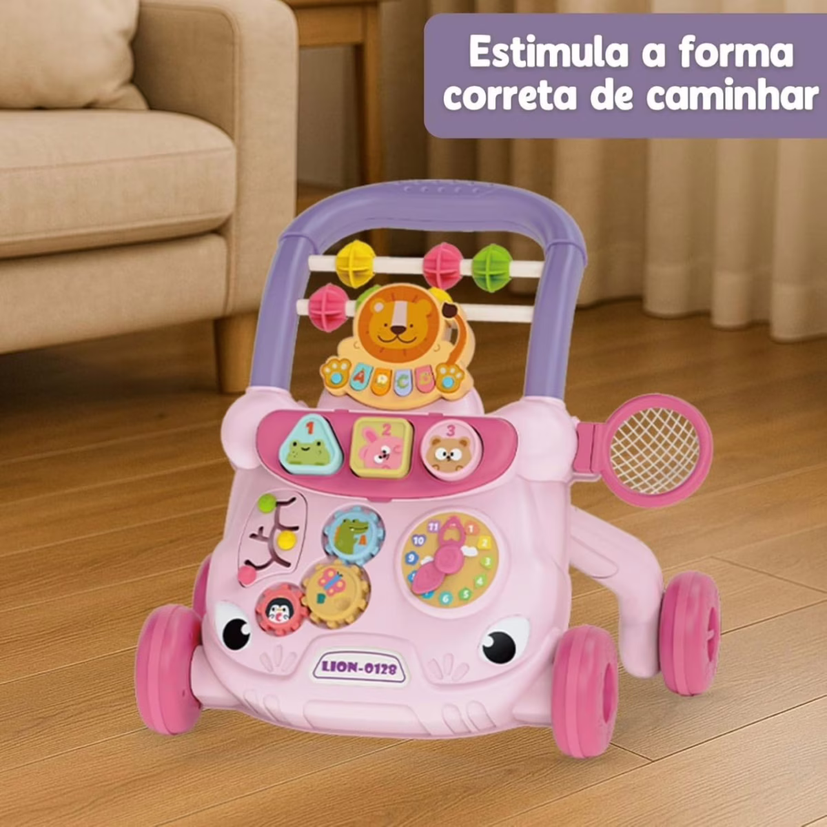 Andador Infantil Didático Musical Educativo Interativo com Reservatório de Água (Rosa)