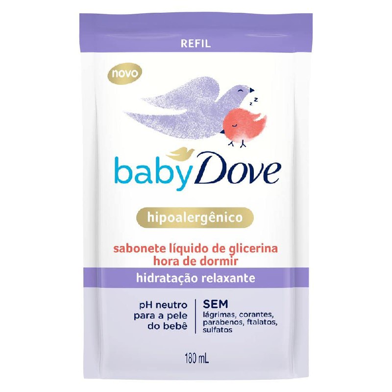 Baby Dove Sabonete Líquido De Glicerina Hidratação Relaxante Hora De Dormir Sachê 180Ml Refil