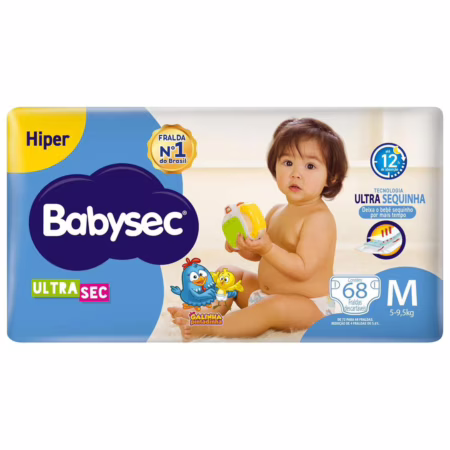 Babysec Fraldas Descartáveis Ultrasec Galinha Pintadinha  72 Unidades  Tamanho M 5 - 9  5 Kg  Babysec  Azul  M