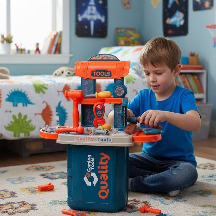 Bancada Maleta de Ferramentas Infantil 3 em 1 Multi Montagens Brinquedo Faz de Conta