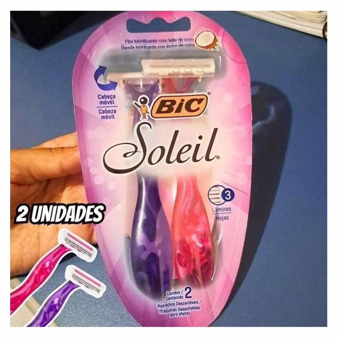 BIC Aparelho De Depilar Soleil Rosa E Roxo Com Fita Lubrificante De Óleo De Coco 919463 2 Unidades