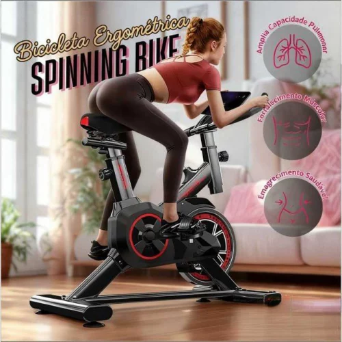 Bicicleta Spinning Ergométrica Semi Profissional Sport Preto até 110kg