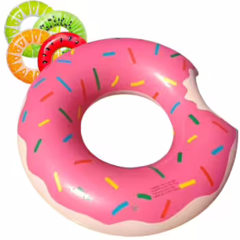 Boia Para Piscina Donuts Inflável Premium Menina, Menino, Infantil, Adulto, Praia Festa Diversão Garantida Resistente e Confortável (60cmFruta)