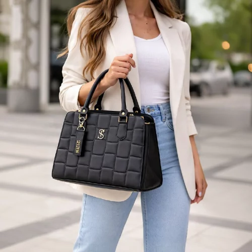 Bolsa Feminina Transversal e Alça De Mão E Selten Cor Preto